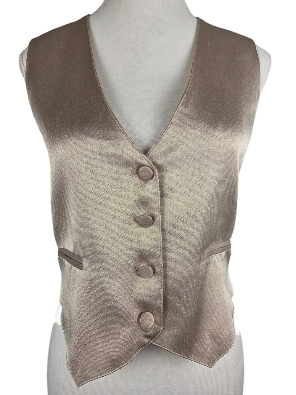 SoAllure Italy Satin Crop Vest Gilet Champagne Gold